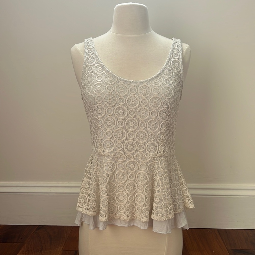 Sam & Lavi Lace peplum top. Size medium